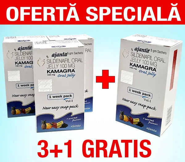 Kamagra Oral Jelly - oferta: 3 cutii +1 Gratis 3+1 cutii