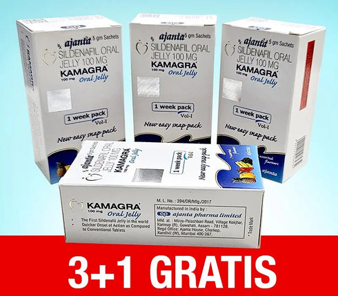 Kamagra Oral Jelly - oferta: 3 cutii +1 Gratis 3+1 cutii